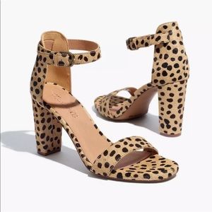 The Brooke Ankle-Strap Sandal in Spotted
Calf Hair